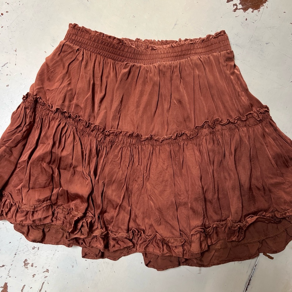 Shore M Skort Cute! Ruffled Rust Elastic Waist